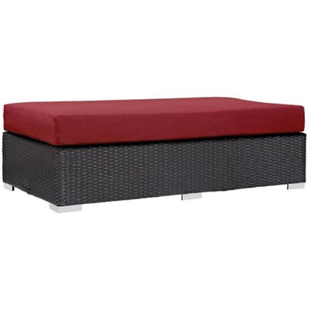 EAST END IMPORTS Convene Outdoor Patio Fabric Rectangle Ottoman- Espresso Red EEI-1847-EXP-RED